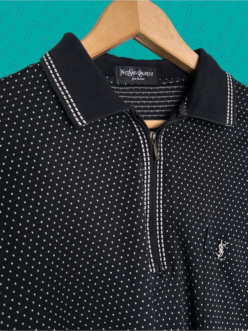 Yves Saint Laurent Zip Long Sleeve Polo Shirt